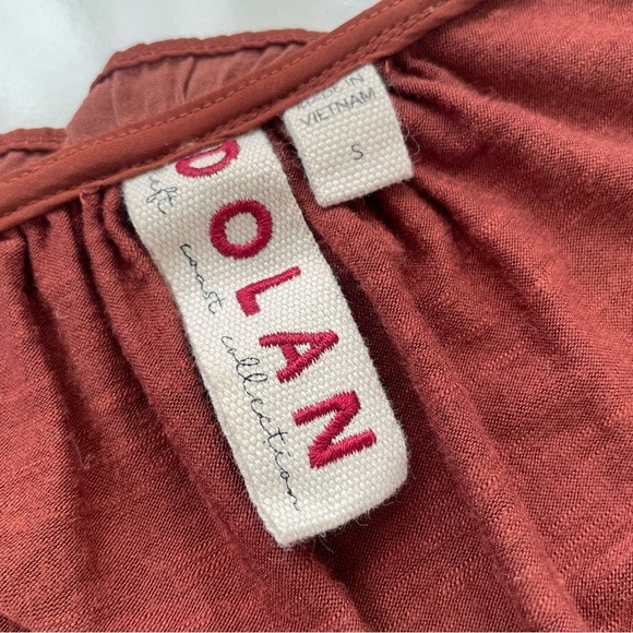 Anthropologie DOLAN left Coast Rust Orange Marilyn Ruffle Blouse Size Small - Picture 6 of 9